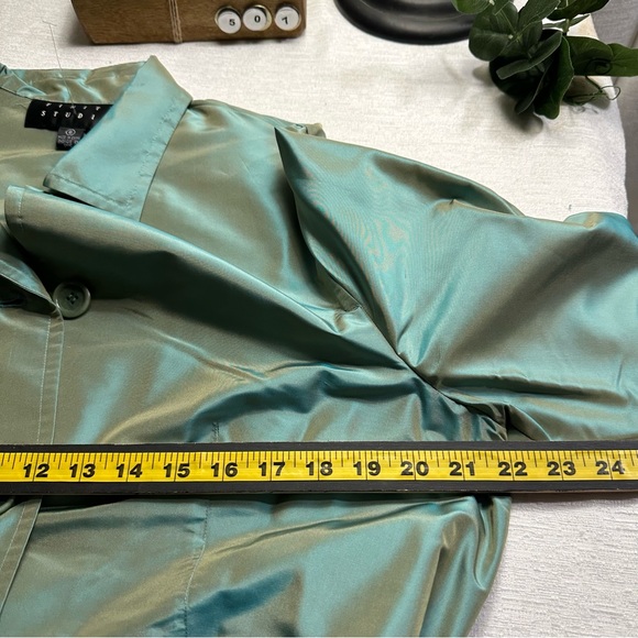 NWT Finity Studio Iridescent Green Silk Coat Size 8 - Picture 10 of 14